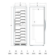 Chłodziarka do wina dwustrefowa WC1162BF | 595x695x1804 mm | 116 butelek