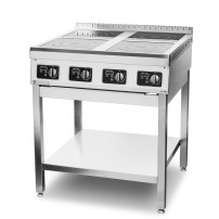 Kuchnia indukcyjna z rantem | 4-palnikowa | 12 kW | 400 V | podstawa otwarta | skręcana | 750x700x850 mm