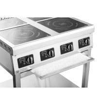 Kuchnia indukcyjna z rantem | 4-palnikowa | 12 kW | 400 V | podstawa otwarta | spawana | 750x700x850 mm