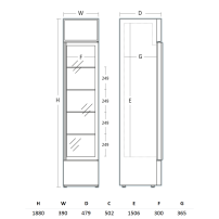 Szafa chłodnicza przeszklona Resto Quality DCC217BD | 390x479x1880 mm | czarny | 160 l