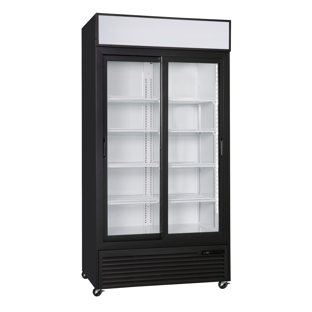 Szafa chłodnicza przeszklona Resto Quality DCC802BWSLD | drzwi przesuwne | 1000x700x2023 mm | czarny (wnętrze białe) | 690 l