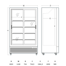 Szafa chłodnicza przeszklona Resto Quality DC1000BSLD | drzwi przesuwne | 1130x724x2023 mm | czarny | 933 l