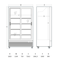 Szafa chłodnicza przeszklona Resto Quality DC1000BSLD | drzwi przesuwne | 1130x724x2023 mm | czarny | 933 l