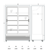Szafa chłodnicza przeszklona Resto Quality DC1300BSLD | drzwi przesuwne | 1330x725x2023 mm | czarny | 1116 l