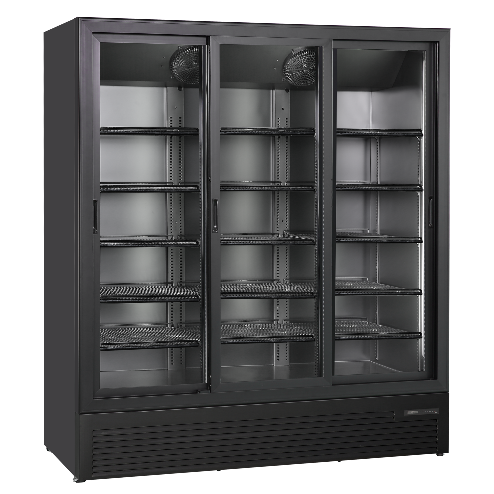 Szafa chłodnicza przeszklona Resto Quality DC1500BSLD | drzwi przesuwne | 1710x724x2023 mm | czarny | 1428 l