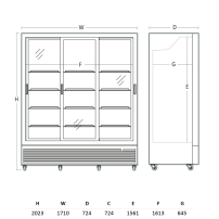 Szafa chłodnicza przeszklona Resto Quality DC1500BSLD | drzwi przesuwne | 1710x724x2023 mm | czarny | 1428 l