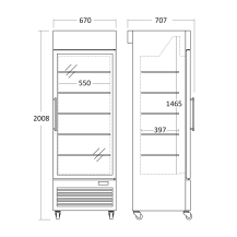 Szafa mroźnicza przeszklona Resto Quality DF400BD | 670x693x2008 mm | czarny | 400 l