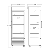 Szafa mroźnicza przeszklona Resto Quality DF400BD | 670x693x2008 mm | czarny | 400 l