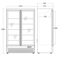 Szafa mroźnicza przeszklona DF1006BD | 2-drzwiowa | 1006 l