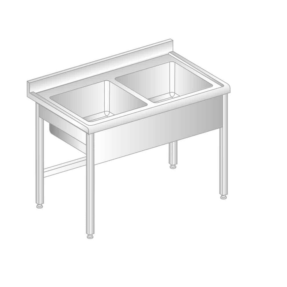 STÓŁ Z DWOMA ZLEWAMI 1200x600x850 Dora-Metal DM-S-3009