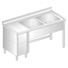 STÓŁ Z DWOMA ZLEWAMI I SZAFKĄ 1400x700x850 Dora-Metal DM-S-3015