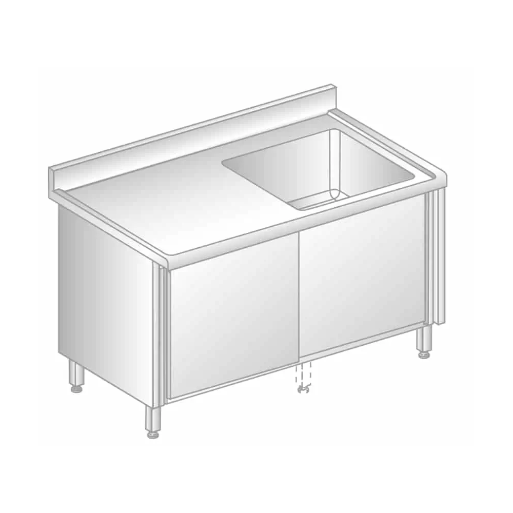 STÓŁ ZE ZLEWEM I SZAFKĄ 1100x700x850 Dora-Metal DM-S-3211
