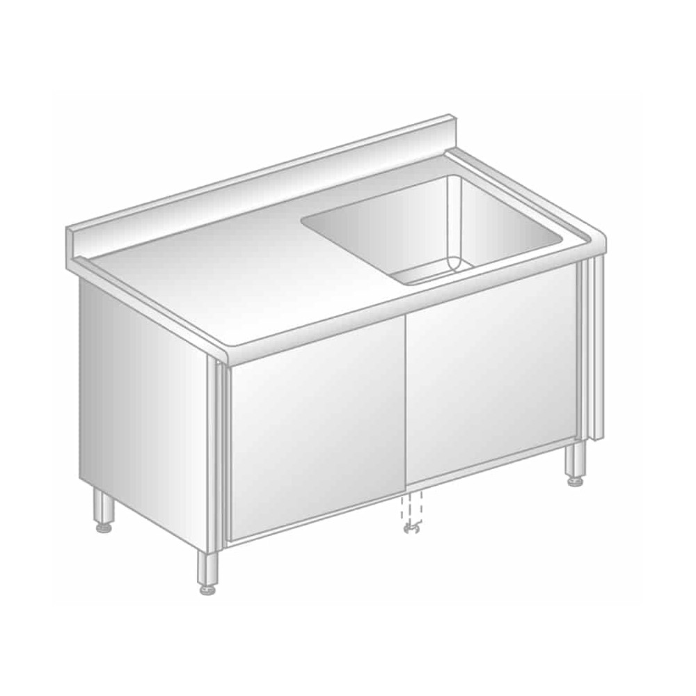STÓŁ ZE ZLEWEM I SZAFKĄ 1500x600x850 Dora-Metal DM-S-3211