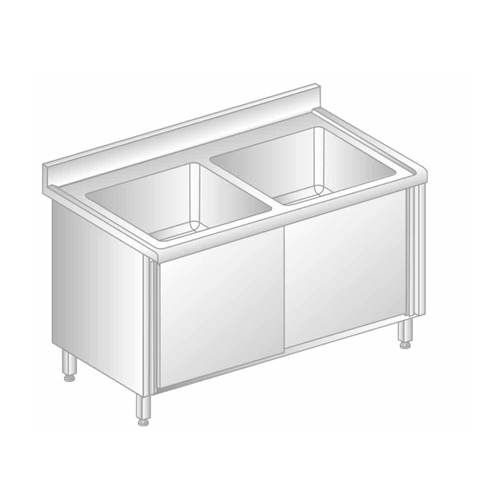 STÓŁ Z DWOMA ZLEWAMI I SZAFKĄ 1800x700x850 Dora-Metal DM-S-3226