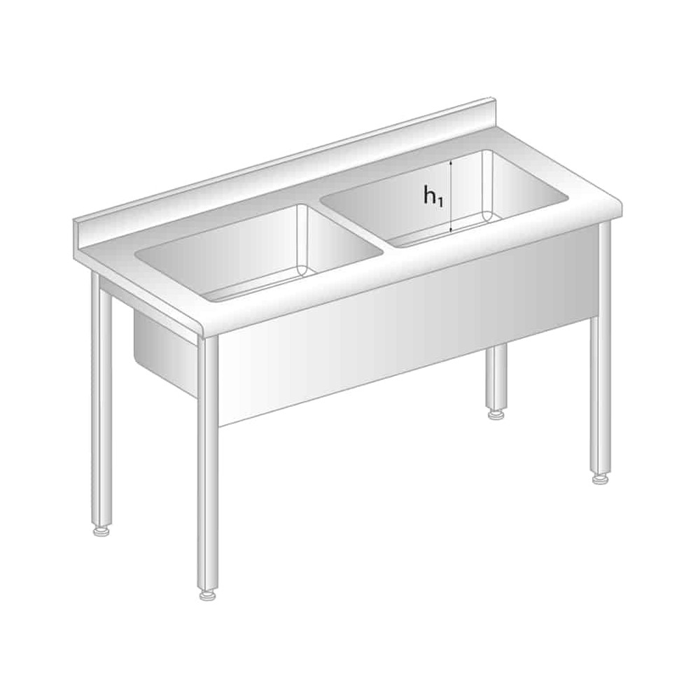 STÓŁ Z BASENEM DWUKOMOROWYM 1500x600x850 Dora-Metal DM-S-3249 h1=300