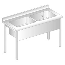 STÓŁ Z BASENEM DWUKOMOROWYM 1600x600x850 Dora-Metal DM-S-3249 h1=300
