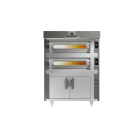 Piec do pizzy 2 komorowy, elektryczny na podstawie, z okapem, o pojemności 2 x 9 x 35 cm, 1450x1520x1820, Italforni Euro EVO EVC