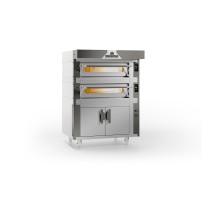 Piec do pizzy 2 komorowy, elektryczny z garownią z okapem, o pojemności 2 x 9 x 30 cm, 1320x1430x1840, Italforni Euro EVO EVC Y3