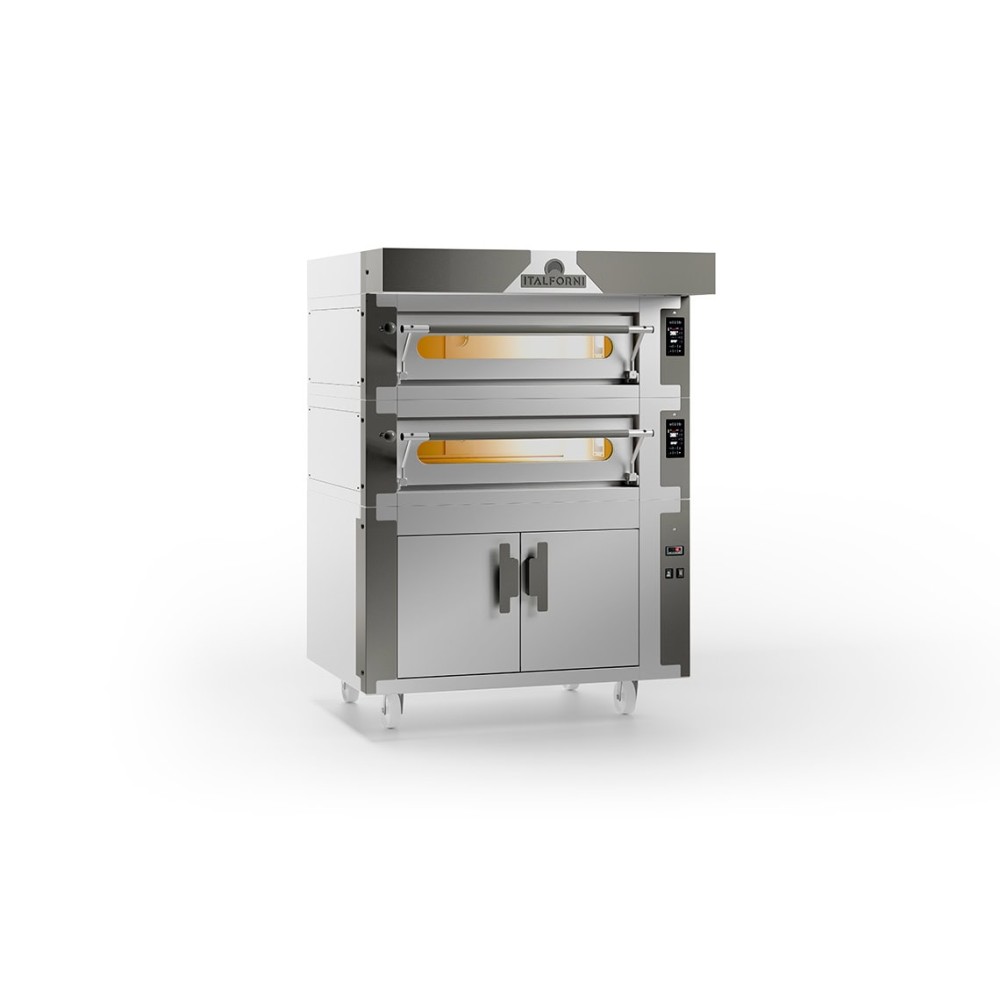 Piec do pizzy 3 komorowy, elektryczny na podstawie, z okapem, o pojemności 3 x 8 x 30 cm, 1630x1130x2020, Italforni Euro EVO EVC
