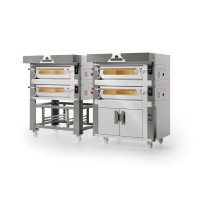 Piec do pizzy 3 komorowy, elektryczny na podstawie, z okapem, o pojemności 3 x 8 x 30 cm, 1630x1130x2020, Italforni Euro EVO EVC