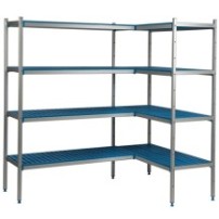 Regał aluminiowo-polipropylenowy narożny – 3 półkowy – 2470x600x2000 – ALUSHELF 2PW-63+6P-126+6UM