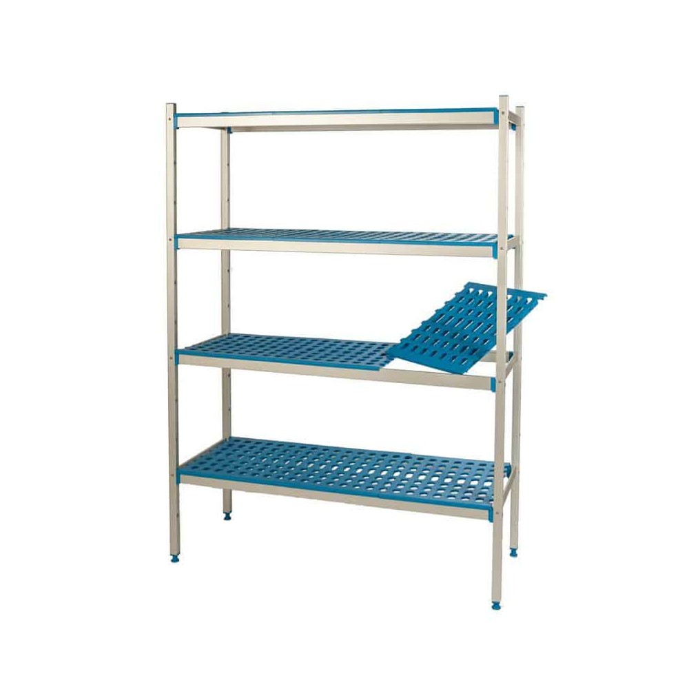 Regał aluminiowo-polipropylenowy wolnostojący, 4 półkowy, 4730x600x1750, ALUSHELF 4PD-64+8P-156+4P-166