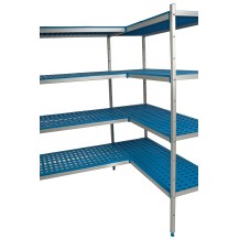Regał aluminiowo-polipropylenowy narożny – 5 półkowy – 840x600x2000 – ALUSHELF 1PW-65+5P-86+10UM