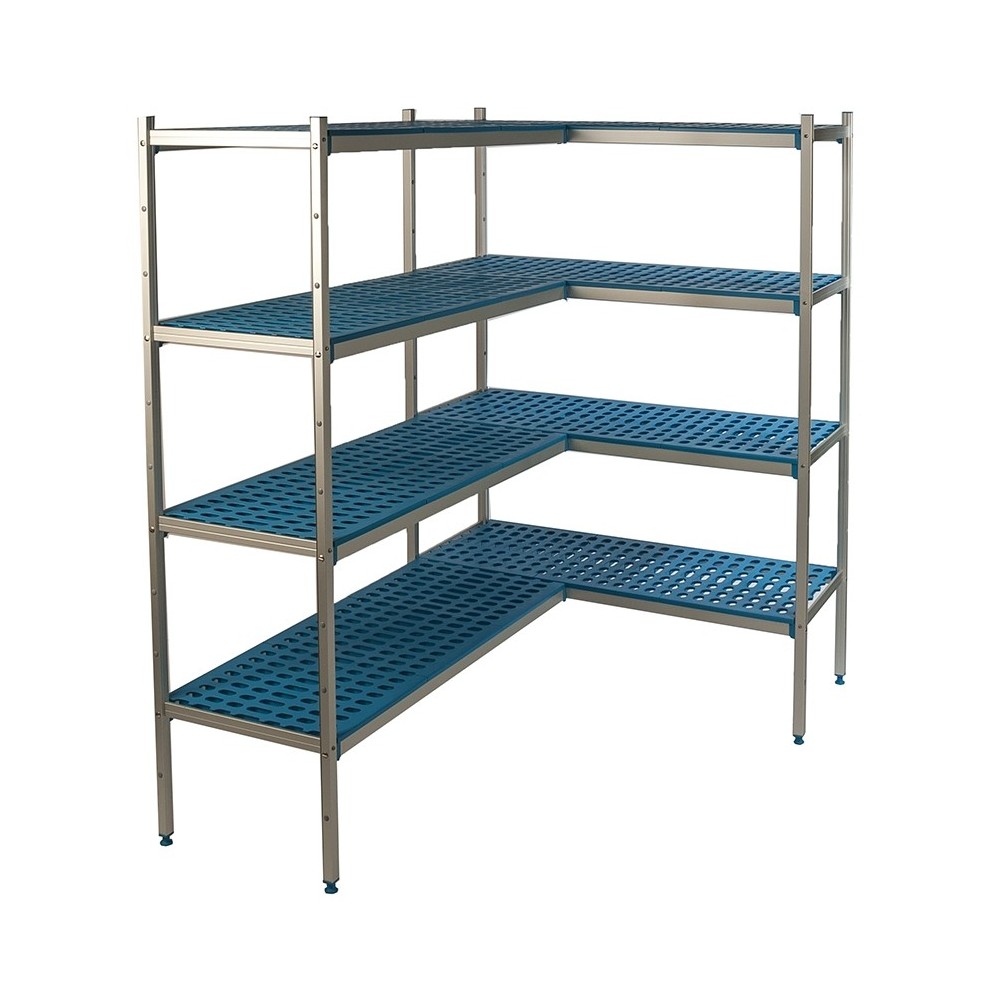 Regał aluminiowo-polipropylenowy narożny – 5 półkowy – 1440x400x1750 – ALUSHELF 1PD-45+5P-144+10UM