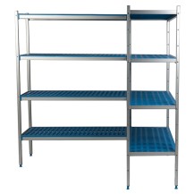 Regał aluminiowo-polipropylenowy narożny – 5 półkowy – 3170x600x1750 – ALUSHELF 2PD-65+5P-156+5P-166+10UM