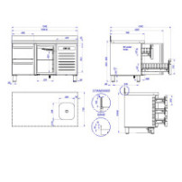 Stół chłodniczy 700 mm z szufladami GN 1/1 – ASBER ETP-7-135-12 HC SB40