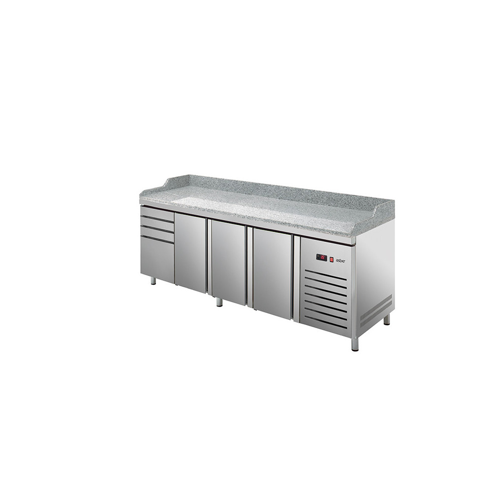 Stół chłodniczy do pizzy 800 mm Euronorm (400 × 600) – ASBER ETP-8-250-37 HC LLR GR