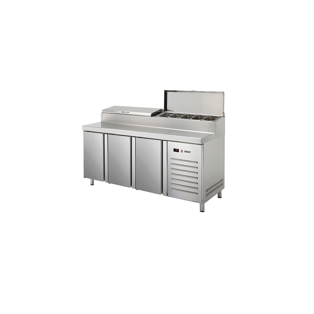 Stół zespolony do pizzy 800 mm EURONORM (400 × 600) – ASBER ETPZ-8-200 HC 90NS GN1/3