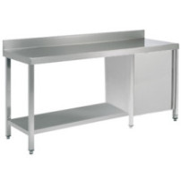 Stół roboczy z drzwiami skrzydłowymi i półką 1900 × 600 mm – ASBER WT-196 PL HD S – 304 Line