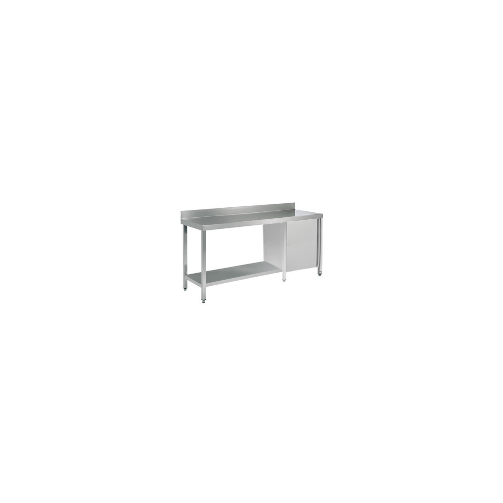 Stół roboczy z drzwiami skrzydłowymi i półką 1900 × 600 mm – ASBER WT-196 PL HD S – 304 Line