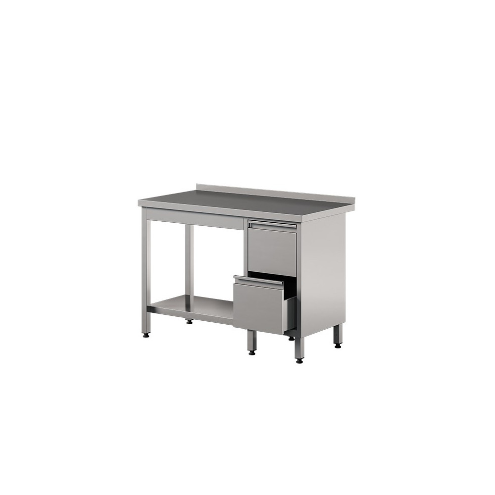 Stół roboczy z szufladami i półką 1800 × 600 mm – ASBER WT-186 PL 2DR S – ECO Line