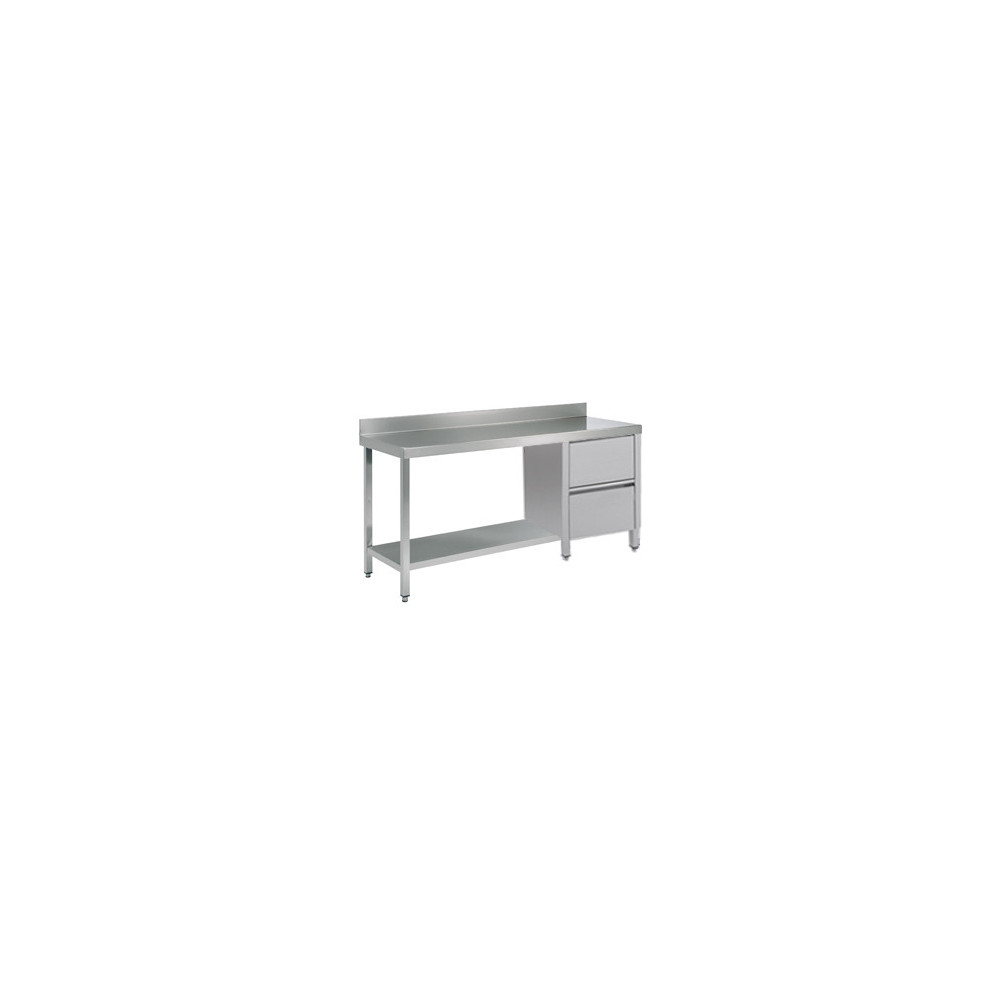 Stół roboczy z szufladami i półką 2100 × 600 mm – ASBER WT-216 PL 2DR S – ECO Line