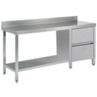 Stół roboczy z szufladami i półką 2200 × 700 mm – ASBER WT-227 PL 2DR S – ECO Line