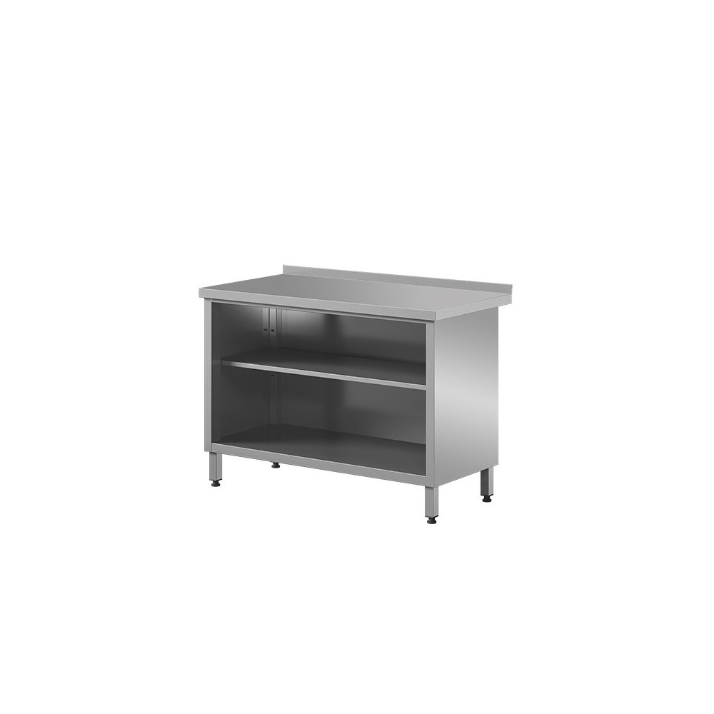 Stół roboczy z szafką otwartą i półką 1500 × 700 mm – ASBER WT-157 PL 2S – 304 Line