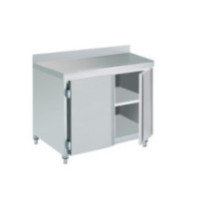 Stół roboczy z szafką z drzwiami skrzydłowymi - jednodrzwiowe 1000 × 700 mm – ASBER WM-107 PL 2HD – 304 Line