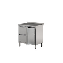 Stół roboczy z szafką z drzwiami skrzydłowymi i szufladami 800 × 700 mm – ASBER WM-87 PL HD 2DR – ECO Line