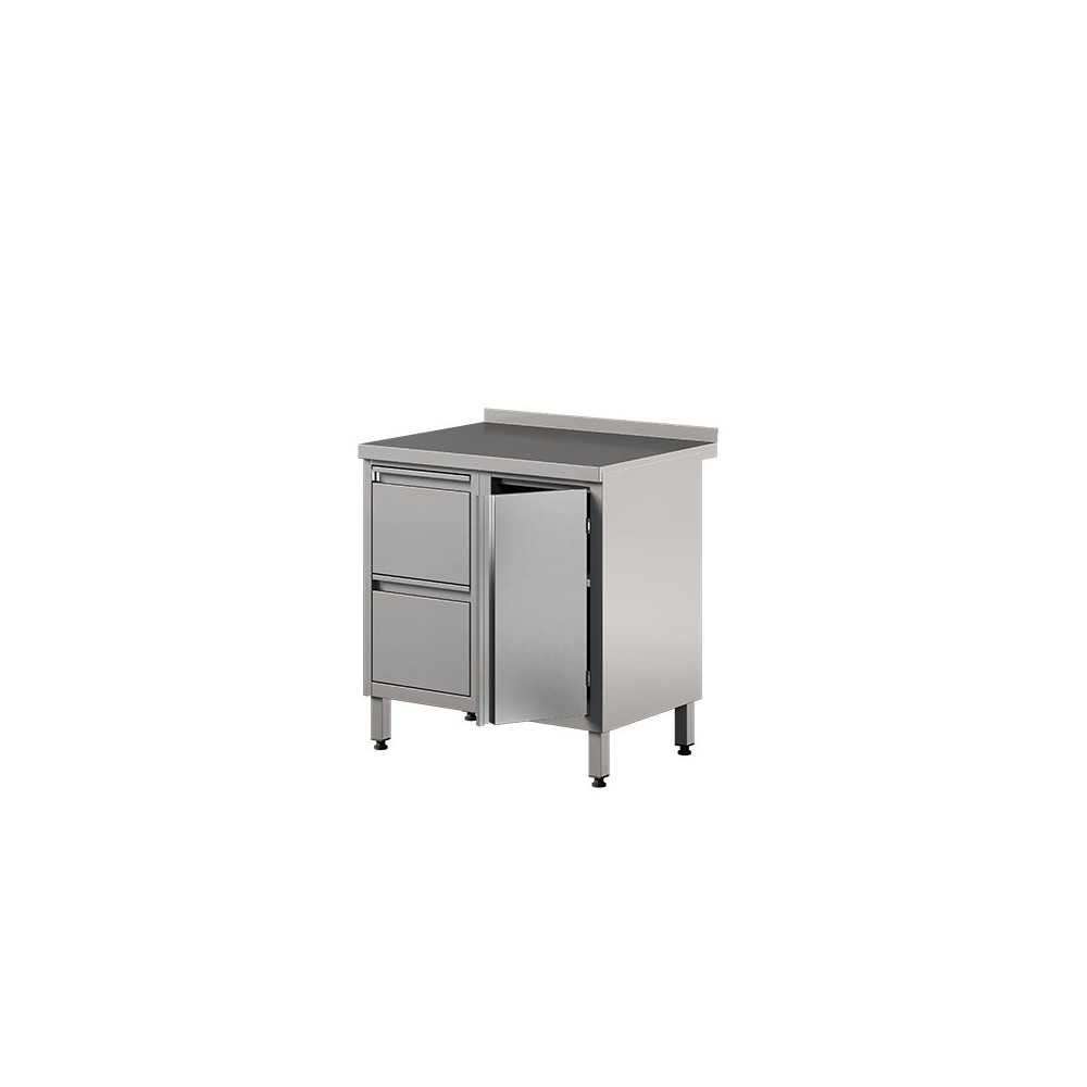 Stół roboczy z szafką z drzwiami skrzydłowymi i szufladami 800 × 700 mm – ASBER WM-87 PL HD 2DR – ECO Line