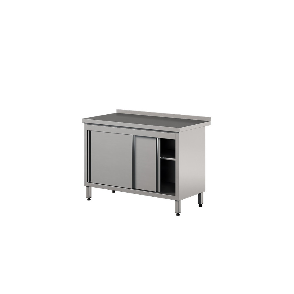 Stół roboczy z szafką i drzwiami suwanymi 900 × 600 mm – ASBER WM-96 PL 2SD – 304 Line