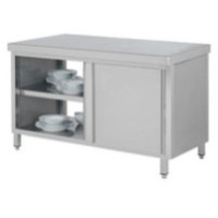 Stół roboczy przelotowy z szafką i drzwiami suwanymi 800 × 600 mm – ASBER WM-86 PL 4SD – 304 Line