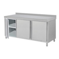 Stół roboczy z szafką z drzwiami skrzydłowymi– trzydrzwiowe 1200 × 700 mm – ASBER WM-127 PL 3HD – 304 Line