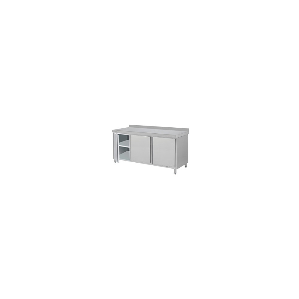 Stół roboczy z szafką z drzwiami skrzydłowymi– trzydrzwiowe 1200 × 700 mm – ASBER WM-127 PL 3HD – 304 Line