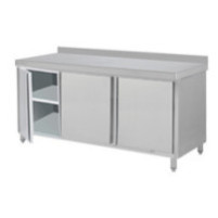 Stół roboczy z szafką z drzwiami skrzydłowymi– trzydrzwiowe 1200 × 700 mm – ASBER WM-127 PL 3HD – 304 Line