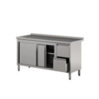 Stół roboczy z szafką z drzwiami suwanymi i szufladami 1500 × 700 mm – ASBER WM-157 PL 2SD 2DR – ECO Line