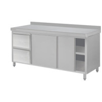 Stół roboczy z szafką z drzwiami suwanymi i szufladami 2400 × 700 mm – ASBER WM-247 PL 2SD 2DR – ECO Line
