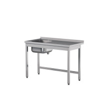 Stół ze zlewem 1100 × 600 mm – ASBER STW-116/1 PL L B – 304 Line
