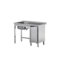 Stół ze zlewem i drzwiami skrzydłowymi 1200 × 700 mm – ASBER STW-127/1 PL L HD B – 304 Line